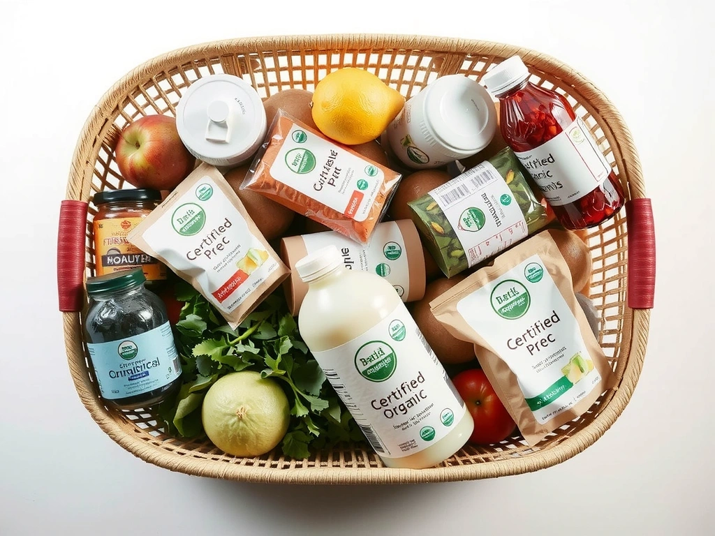 Korb mit Bio-Label Produkten